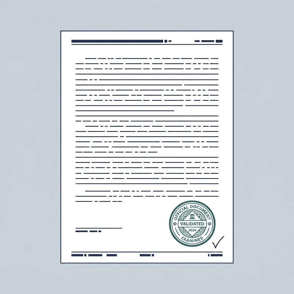 Schéma d'un document relu, avec une marque de validation